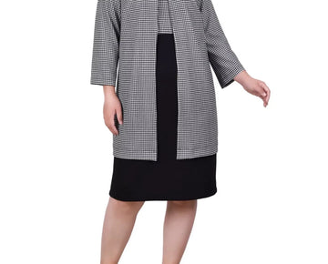 NY Collection Plus Size 14W Two Piece Dress Set Black White Size 14W MSRP $62