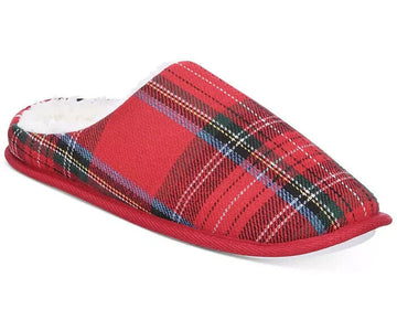 Club Room Men's Plaid Slippers Red Size M (8-9)