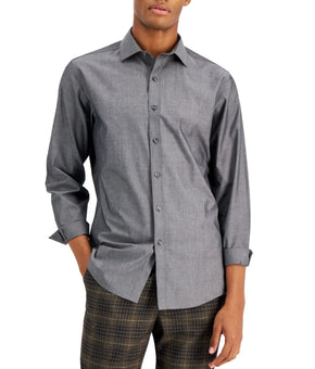 Bar III Dress Shirt Size 14/14.5 S Gray Slim Fit Stretch 100% Organic Cotton $65