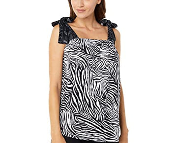 Michael Kors Zebra Border Tank Top White/Black Size XS