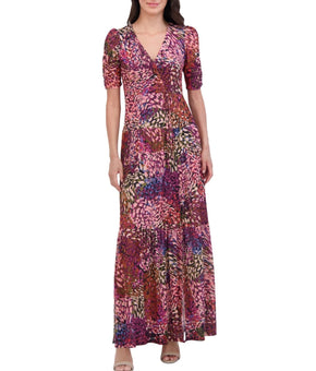 Vince Camuto Women's V-Neck Front-Shirred Maxi Dress Pink Size 2 SALE $168