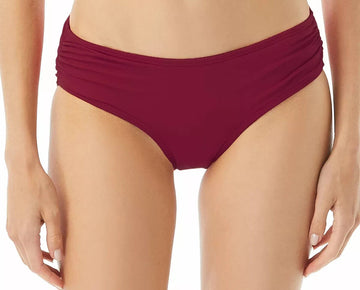 MICHAEL KORS Shirred Bikini Bottoms Wine Red Size M MSRP $52