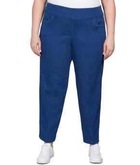 Alfred Dunner Womens Plus-Size 22W Super Stretch Mid- Rise Pant Blue MSRP $64