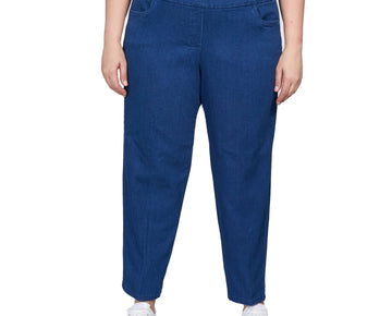 Alfred Dunner Womens Plus-Size 22W Super Stretch Mid- Rise Pant Blue MSRP $64