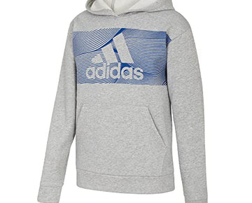 adidas Boy's Cotton Event21 Hooded Pullover (Big Kids) Grey Size S (8 Big Kids)