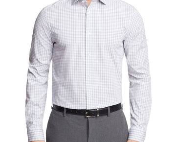 Calvin Klein Men Regular fit Dress Shirt XL 17.5 in 34-35 Grey Plaid