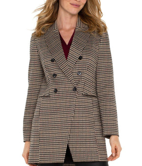 Liverpool Coat Womens Size XL Beige Black Tan Tweed Double Breasted $139