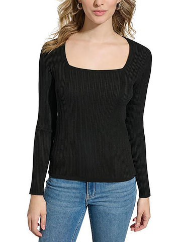 Calvin Klein Womens Knit Ribbed Pullover Sweater Black Size S