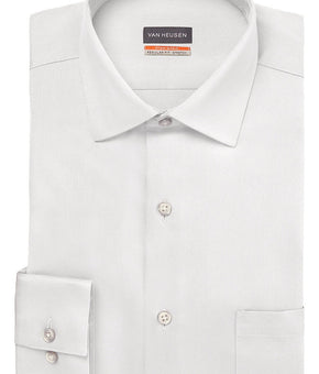 Van Heusen Dress Shirt Mens 15-15.5 34/35 White Stain Shield Regular Fit Stretch
