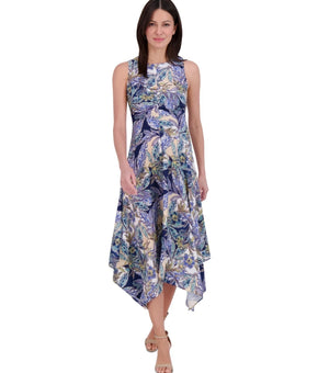 Vince Camuto Women's Printed asymmetric High-Low-Hem Dress Blue Size 2 $168