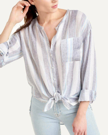 Splendid Womens Sea Stripe Tunic Button Up Shirt Blue Size XS MSRP $148