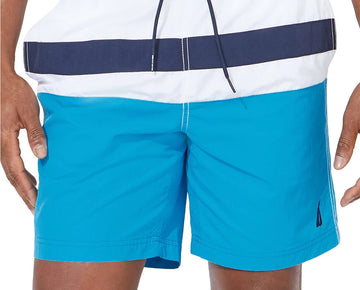 Nautica Men's Colorblocked 8" Swim Trunks blue Size 2XL MSRP $60