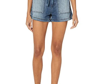 Hudson Jeans Women's Belted Cinched Waist Jean Short, Heatwave, Blue Size 28