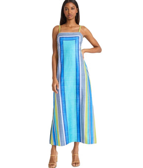 Donna Morgan Women's Striped Side-Slit Maxi Dress Blue Size 8 MSRP $128