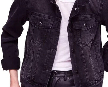 Free People Womens Rumors Jean Faded Denim Jacket Black Size S MSRP $98