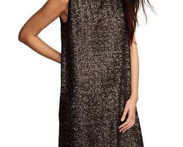 Lucky Brand Women's Sequin Shift Mini Dress Black Size XXL MSRP $119