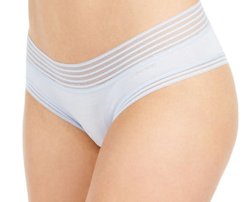 Calvin Klein Womens Striped Waist Hipster Panty Underwear Size M Blue