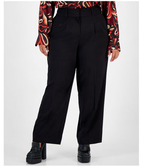 Bar III Womens Mid Rise Office Dress Pants Black Plus Size 14W MSRP $79