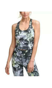 Calvin Klein Performance Cropped Tie-Dyed Active Top Size XS Black Gray MSRP $50