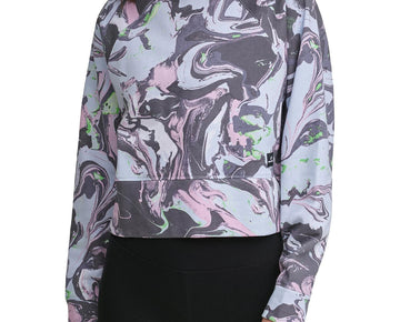 DKNY Sport Womens Cotton Marble-Print Cropped Top Blue Size XS MSRP $70