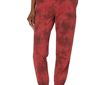 Hudson Jeans Women's French Terry Utility Jogger TIE DYE, Red Size L