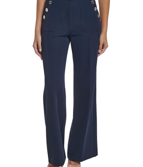 Tommy Hilfiger Womens Button Sailr Wide Leg Pants Blue Size 6