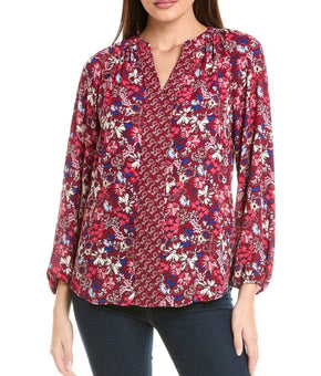 Jones New York womens Raglan Blouse, Size XS, Red MSRP $70