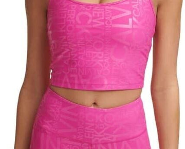 Calvin Klein Womens Printed Strappy Back Tank Top Pink Size S MSRP $50