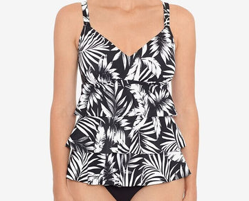 SWIM SOLUTIONS Triple-Tier Tummy-Control One-Piece Swimsuit Black Plus Size 24W