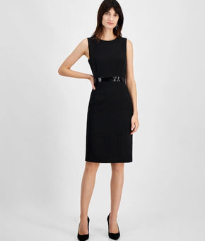 Kasper Dress Womens Petite Size 6P Black Sequin Waist Sheath Cocktail $99
