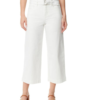 Gloria Vanderbilt Womens Denim Belted Wide Leg Jeans off White Size 14