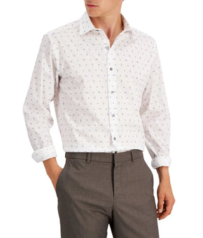 Alfani Mens Slim-Fit Paisley Dress Shirt White Blue Size 14/14.5 x 32/33 S $60