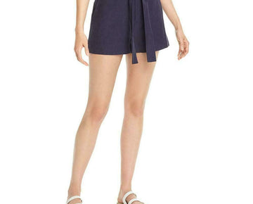 Aqua Womens Linen Blend High Rise Shorts Navy Blue Size XS MSRP$58