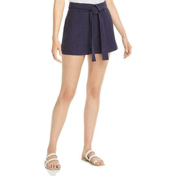 Aqua Womens Linen Blend High Rise Shorts Navy Blue Size XS MSRP$58