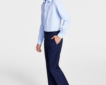 Calvin Klein Men Slim-Fit Plaid Performance Dress Pants Blue Size 33x30 MSRP $95