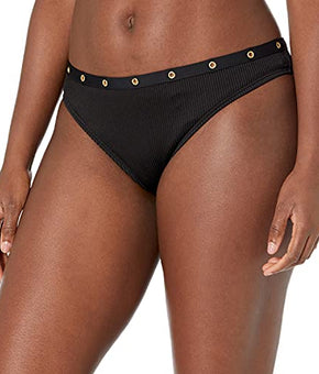 Bar 3 Women's Swimwear Brand Banded Hipster Pant Bikini Bottom, Black, Size M