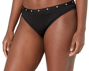 Bar 3 Women's Swimwear Brand Banded Hipster Pant Bikini Bottom, Black, Size M