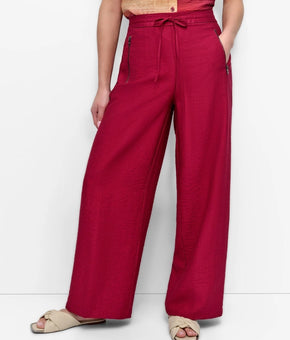 DKNY Women's Pull-On Drawstring Pants drawstrings Zipper Pocket Red Size S $89