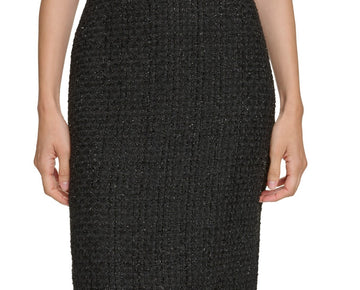 Calvin Klein Tweed Fringe-Trim Pencil Skirt Black Petite Size 2P MSRP $89