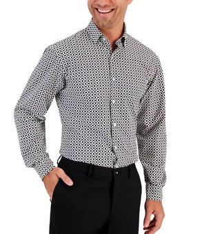 Alfani Mens Classic-Fit Geometric White Black Size 18/18.5 X 34/35 MSRP $65