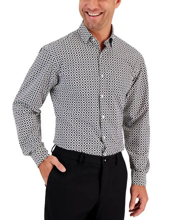 Alfani Mens Classic-Fit Geometric White Black Size 18/18.5 X 34/35 MSRP $65