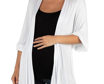 24seven Comfort Apparel Open Front Maternity Cardigan White Size XL MSRP $53