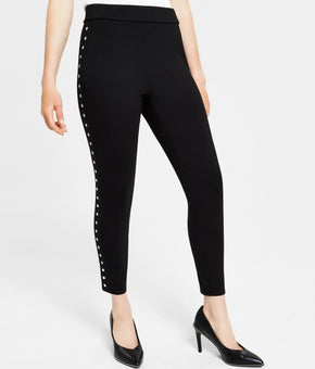 Bar III Petite Size PXXS Side-Studded Stretch Leggings Black