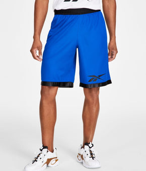 Reebok Mens Regular Fit Logo Print Mesh Basketball Shorts Size M Vector Blue