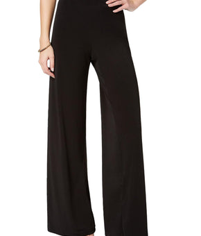 NY Collection Womens Petites Office Mid-Rise Palazzo Pants Size PM Navy