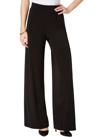 NY Collection Womens Petites Office Mid-Rise Palazzo Pants Size PM Navy