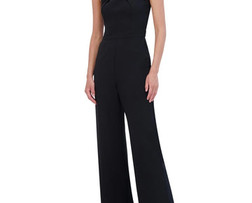 Vince Camuto Women Signature Crepe Crossover-Neck Jumpsuit Black Size 4 MSRP$168