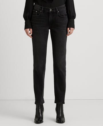 Lauren Ralph Lauren Women's Relaxed Tapered Ankle Jeans Black Size 18 MSRP $125