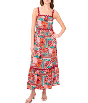 MSK Women's Sleeveless Square-Neck Maxi Dress Red Size S MSRP $89