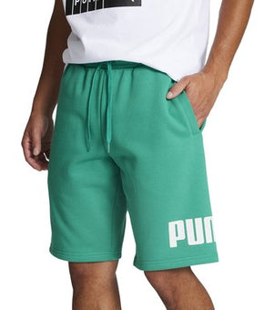 Puma Men's Regular-Fit Big Logo-Print Fleece 10" Shorts SZ S Green Solid SALE